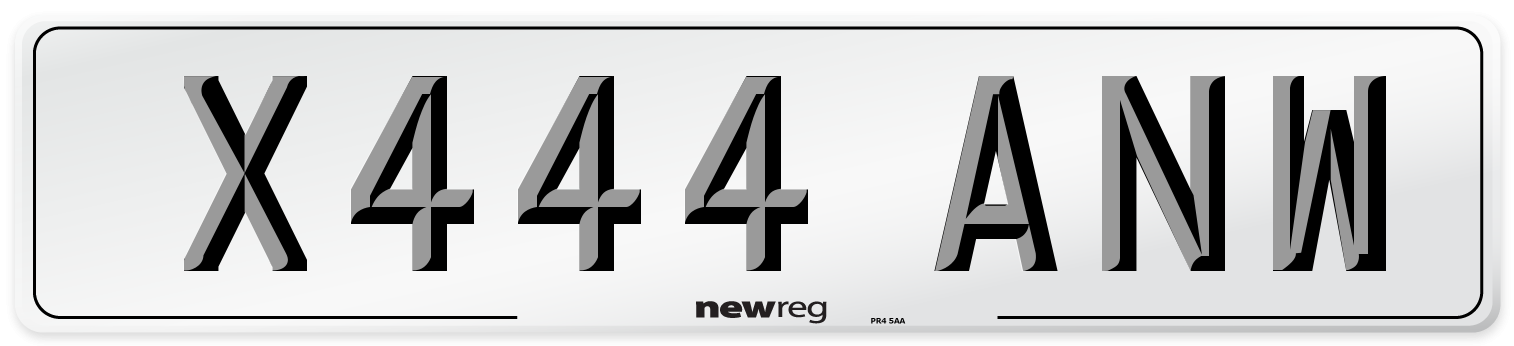 X444 ANW Number Plate from New Reg